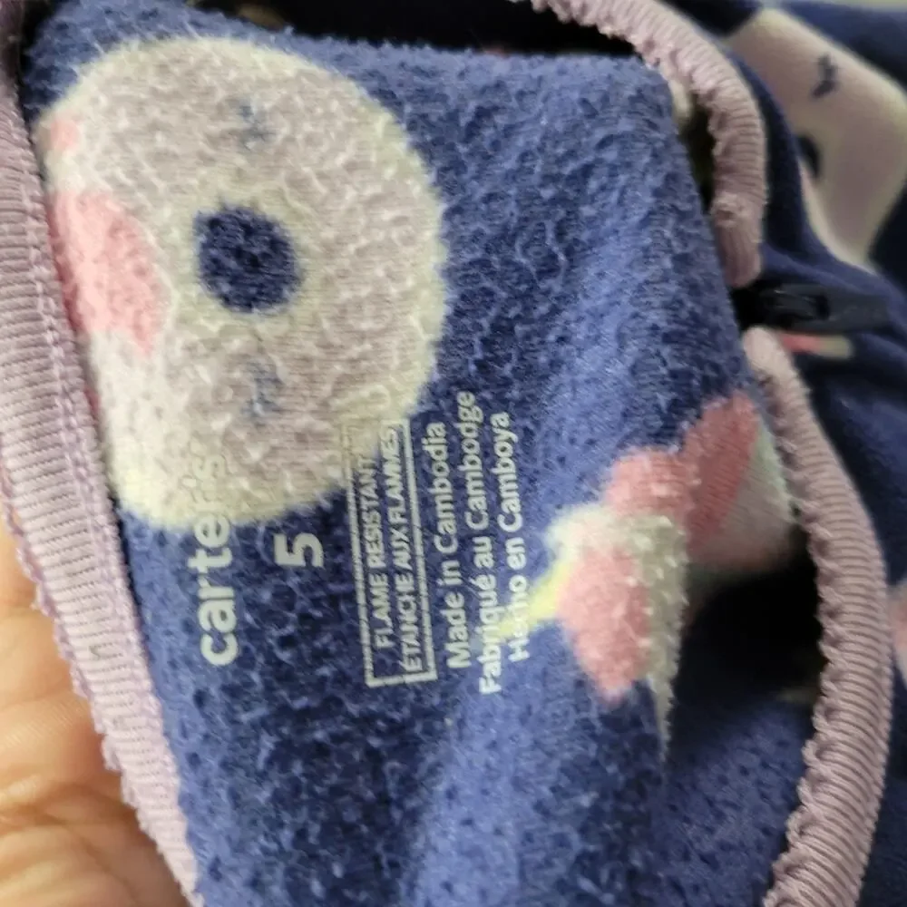 Carters Footed Pajamas Girl Size 5 Blue Unicorn Dessert‎ Cupcake Doughnut PJ